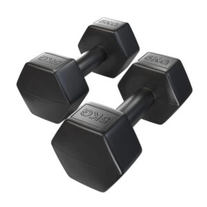 Par Mancuernas Hexagonales Caucho 5 Kg Boost Fitness - Negro