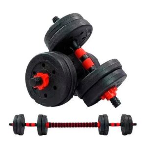 Set De Mancuernas 15 Kg Barra Armable Ajustable - Negro
