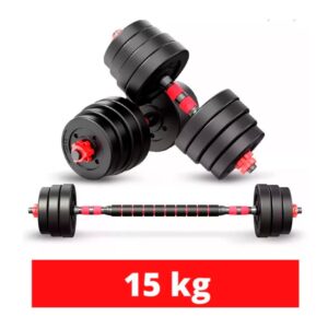 Set De Mancuernas 15 Kg Barra Armable Ajustable - Negro - Imagen 3