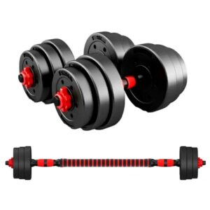 Set Mancuernas Ajustable 20 Kg - Barra Armable Extensión - Negro