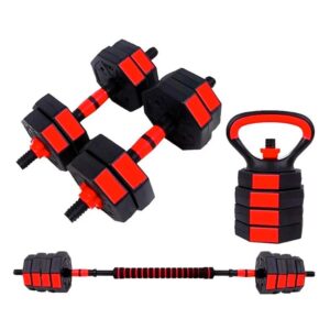 Mancuernas Ajustables Set 20kg 3 En 1 + Barra + Kettlebell - Tamaño Único