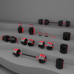 Mancuernas Ajustables Set 10kg 3 En 1 + Barra + Kettlebell - Tamaño Único - Imagen 7